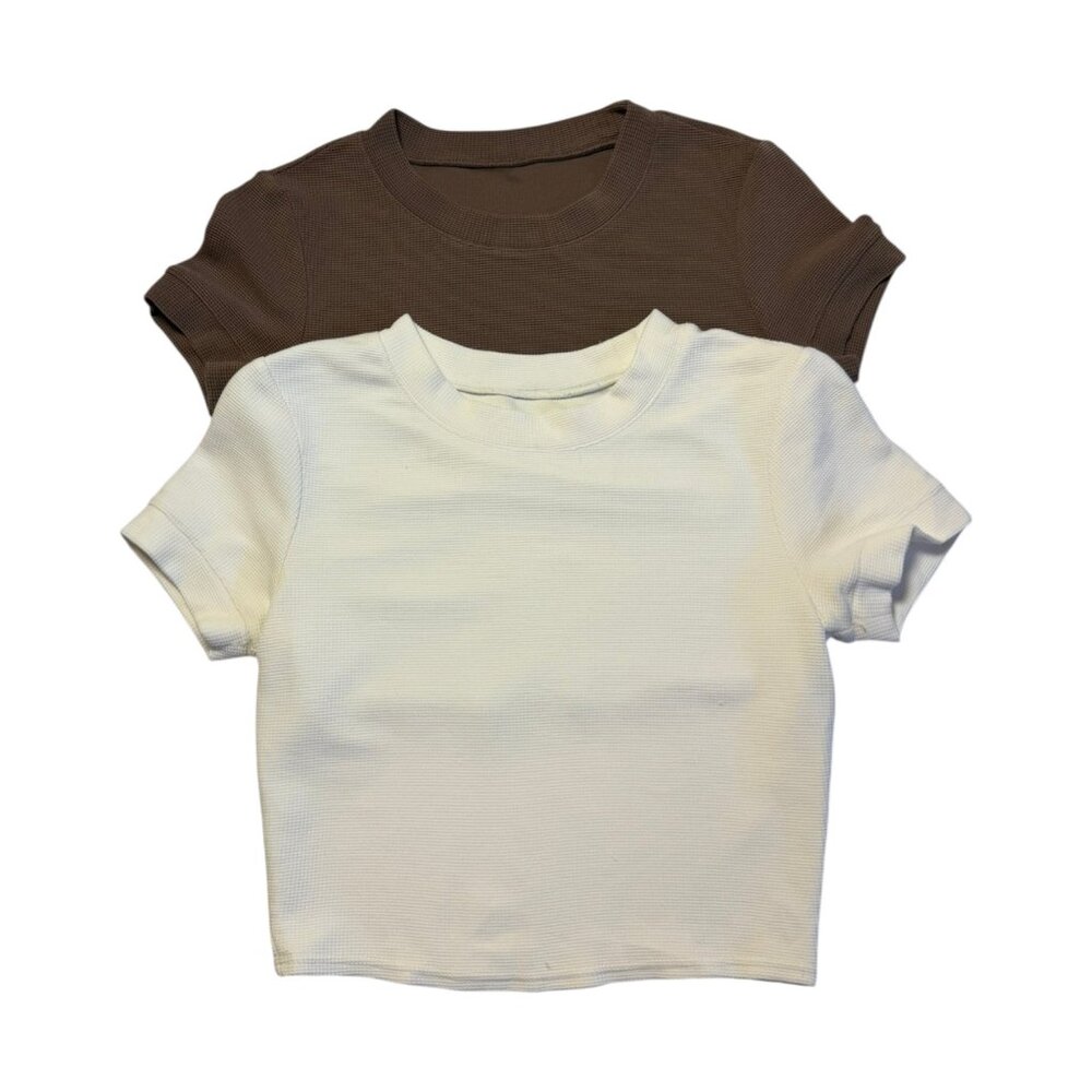 Alo Yoga Micro Waffle Sierre Short Sleeve Tops Size S Lot of Two